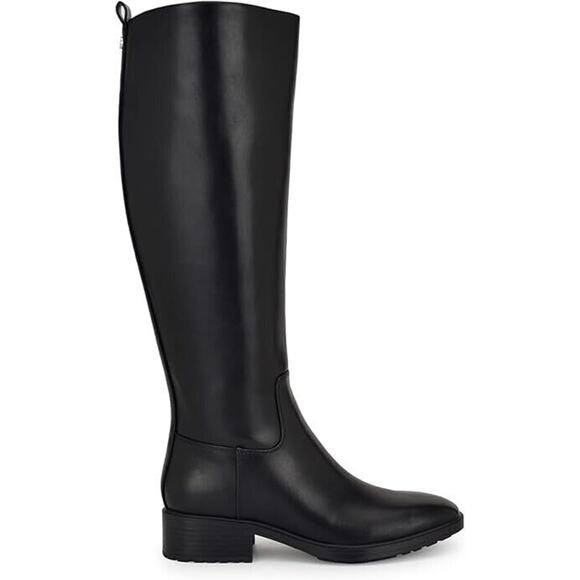 Calvin Klein Women's Botina Leather Zipper Knee-High Boots, Black Size 7.5 M - Picture 1 of 6